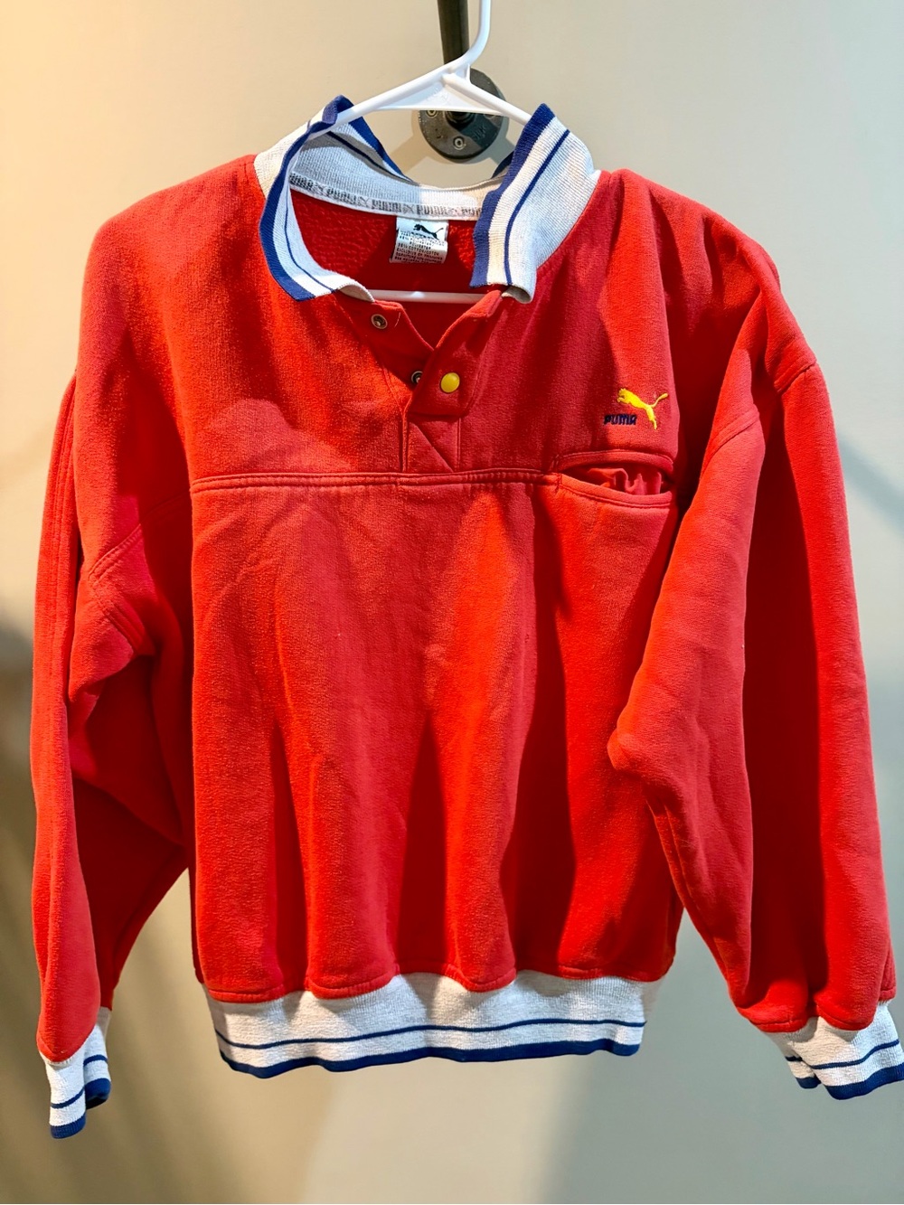 Vintage Puma Red Rugby-Style Pullover